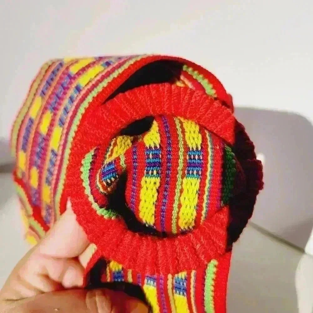 Vintage Rainbow Blue Yellow Red Woven Belt Hand Crafted 34 1/2" Long - Picture 5 of 10